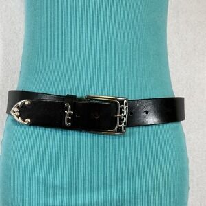 Vintage The Limited Genuine Leather Belt Size Small Brown Buckle Made In Italy